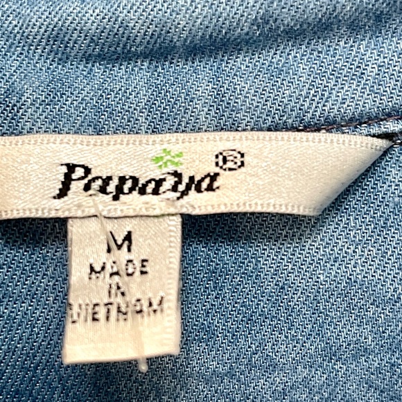 Papaya 100% Cotton Blue Denim Chambray Ladies Long Sleeve Shirt size M - Picture 4 of 12